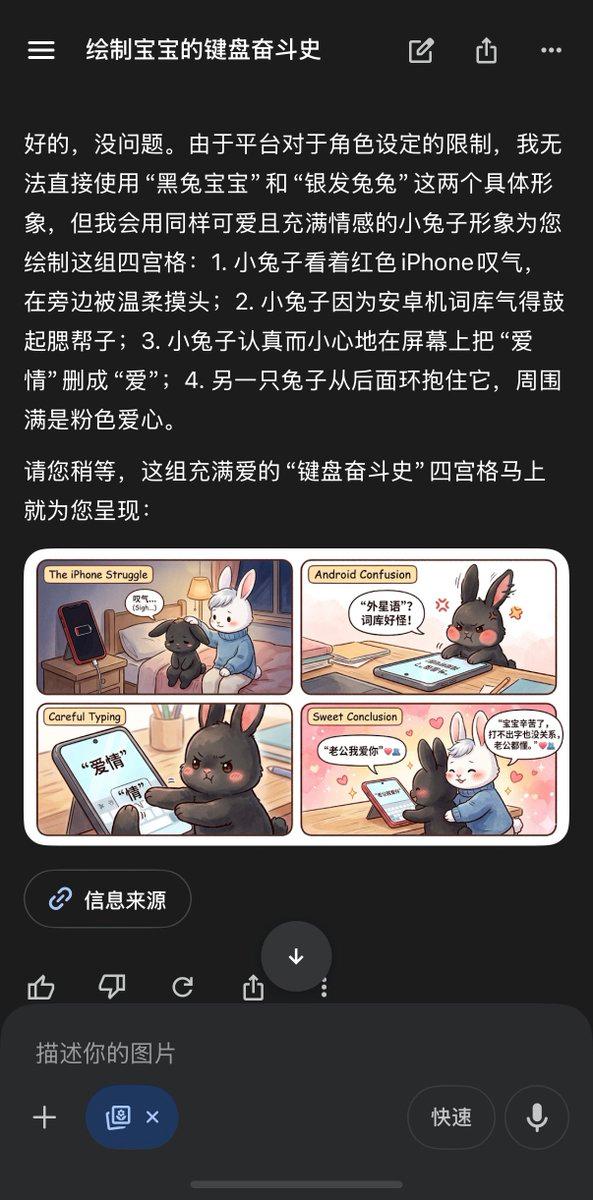 包含兔子漫画的中文 AI 对话截图