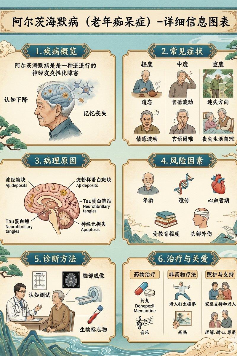 中文版阿尔茨海默病科普信息图海报