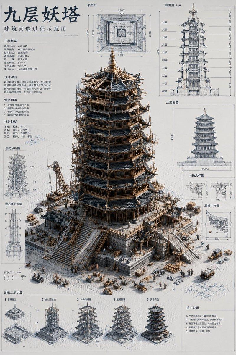 建筑微缩模型蓝图草稿
