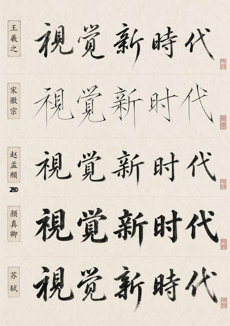 中国书法风格对比表