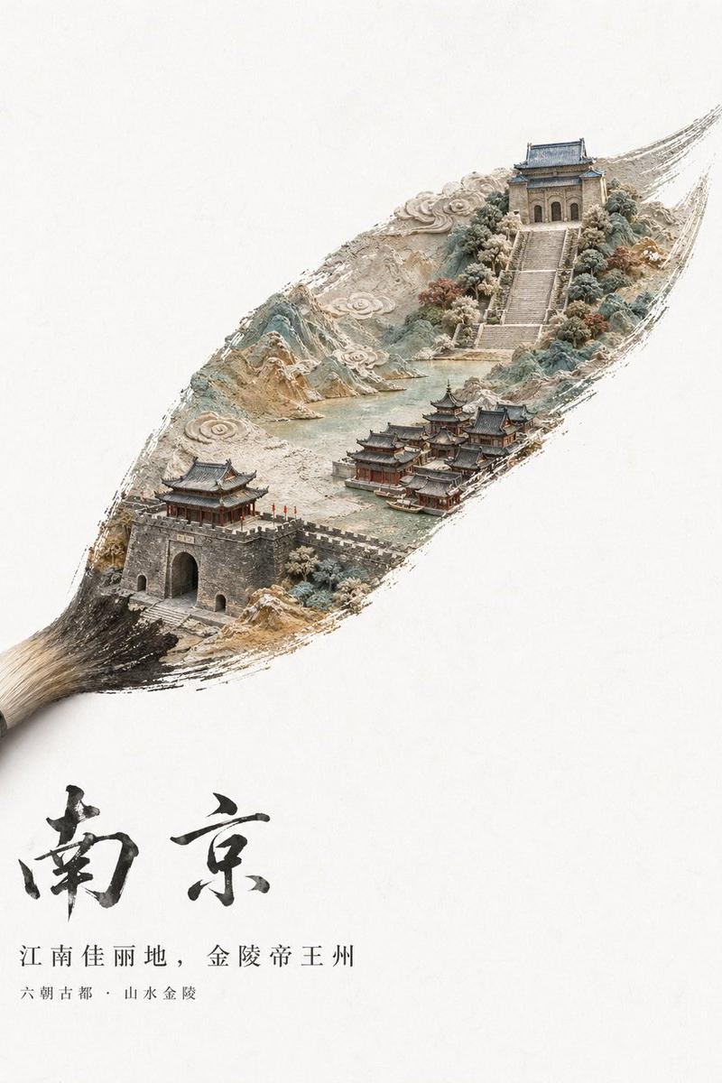 中国城市水墨笔触海报