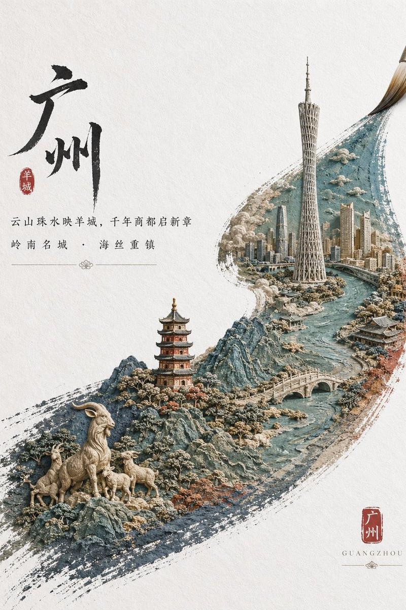 中国城市水墨风海报