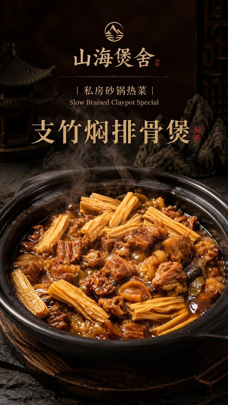 高端中式砂锅美食海报