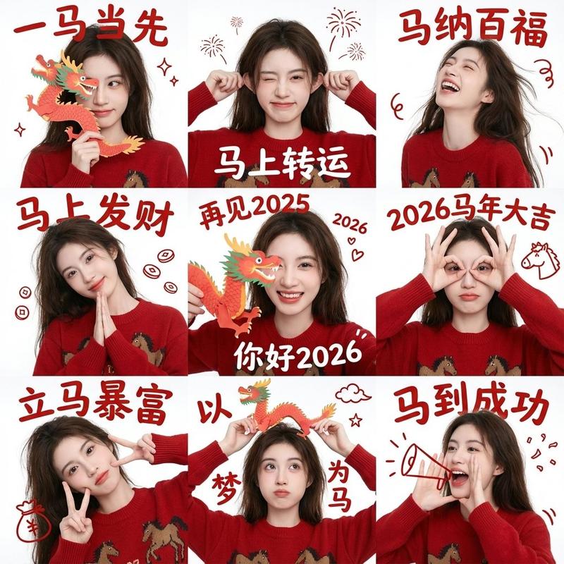 春节祝福肖像九宫格