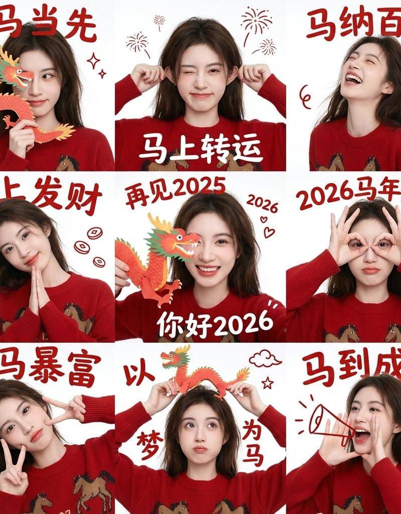 春节祝福肖像九宫格