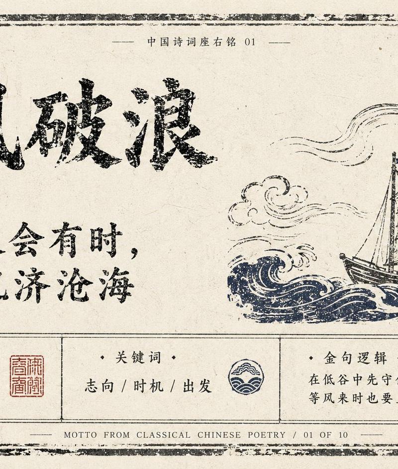 复古中国诗词座右铭海报