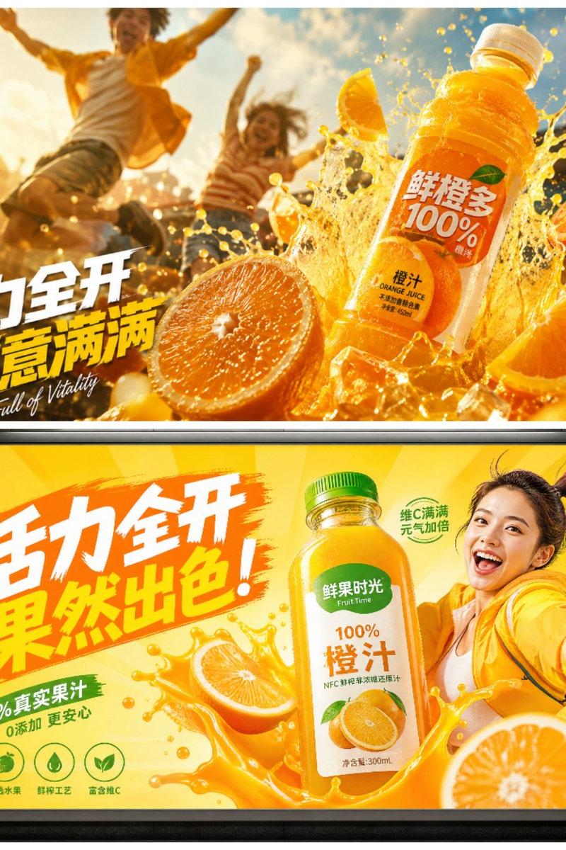 电影级果汁广告风格