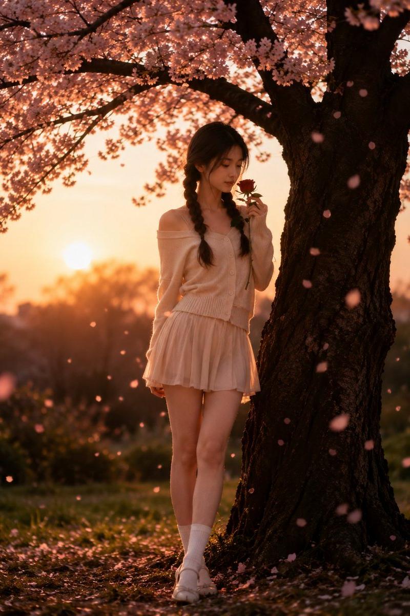 电影感春日樱花人像