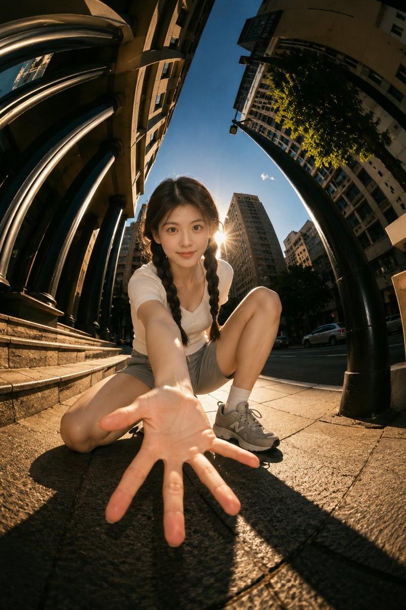 电影感鱼眼城市人像