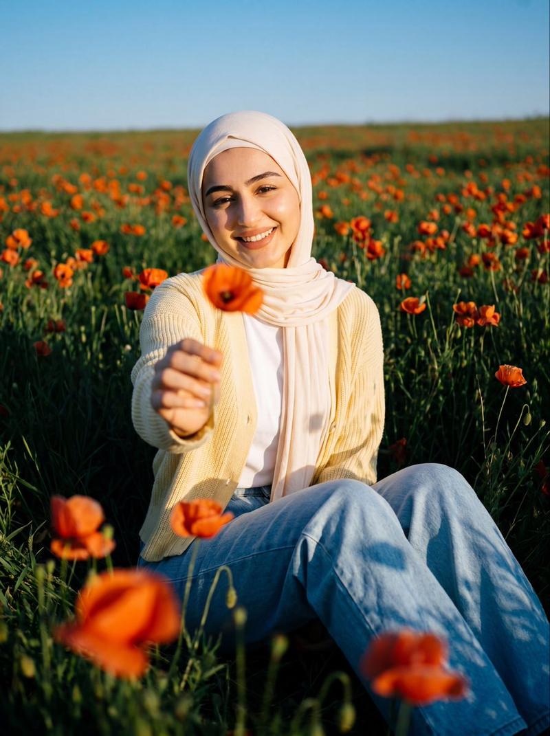 电影感草地人像