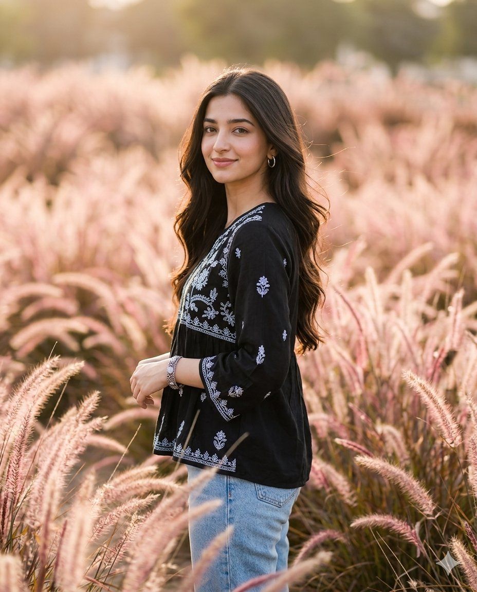 Cinematic Portrait in Pink Grass Field