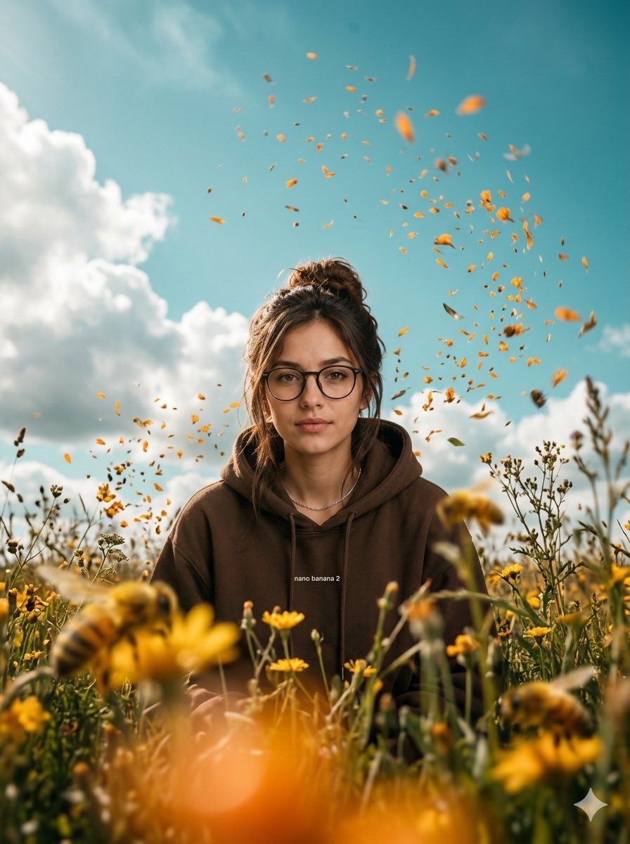 Cinematic Worm's-Eye View Field Portrait