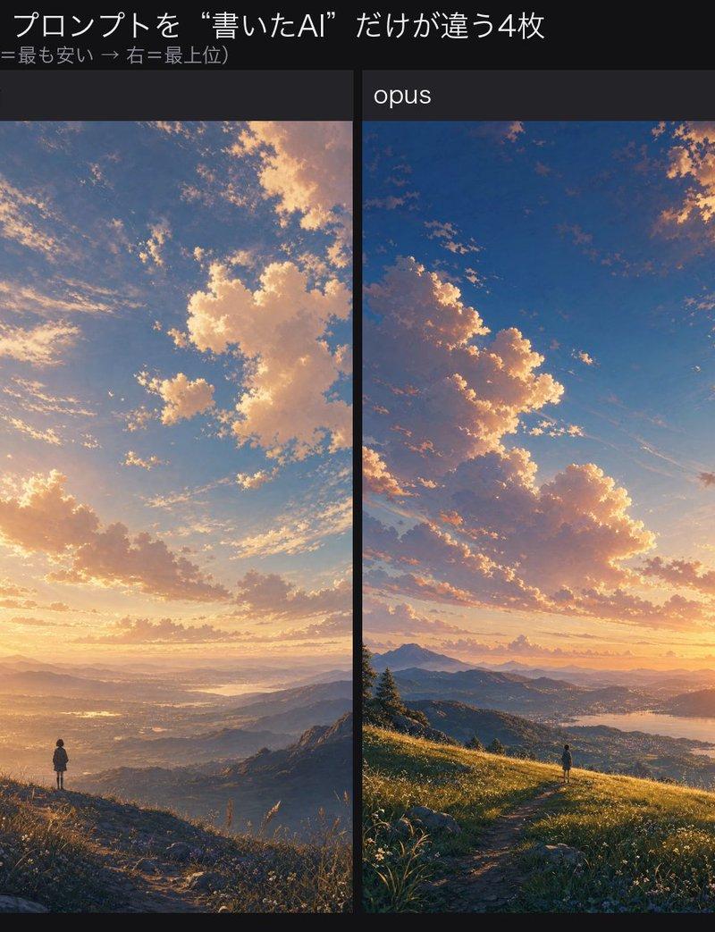 四格 AI 风景对比图