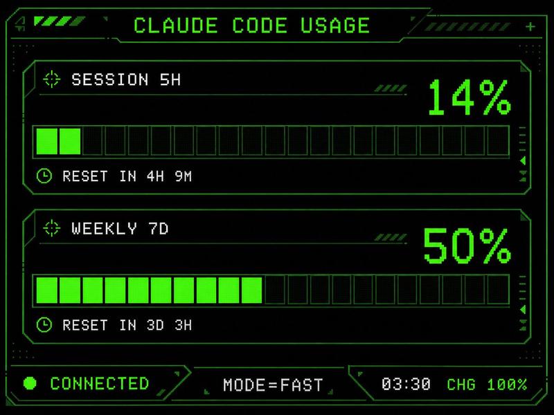 Retro HUD Claude Usage Gauge