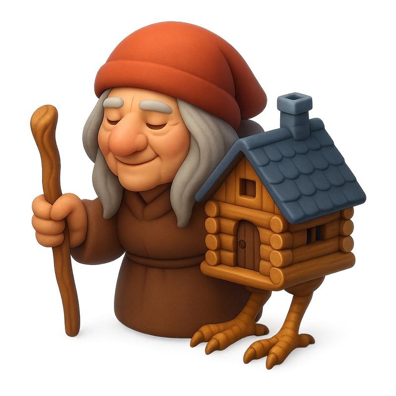 Clay Baba Yaga With Chicken-Leg Hut