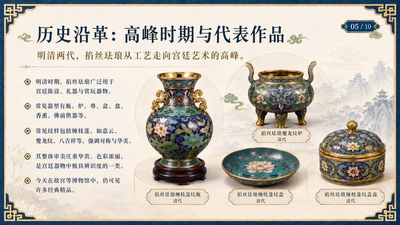 中国掐丝珐琅历史 Slides