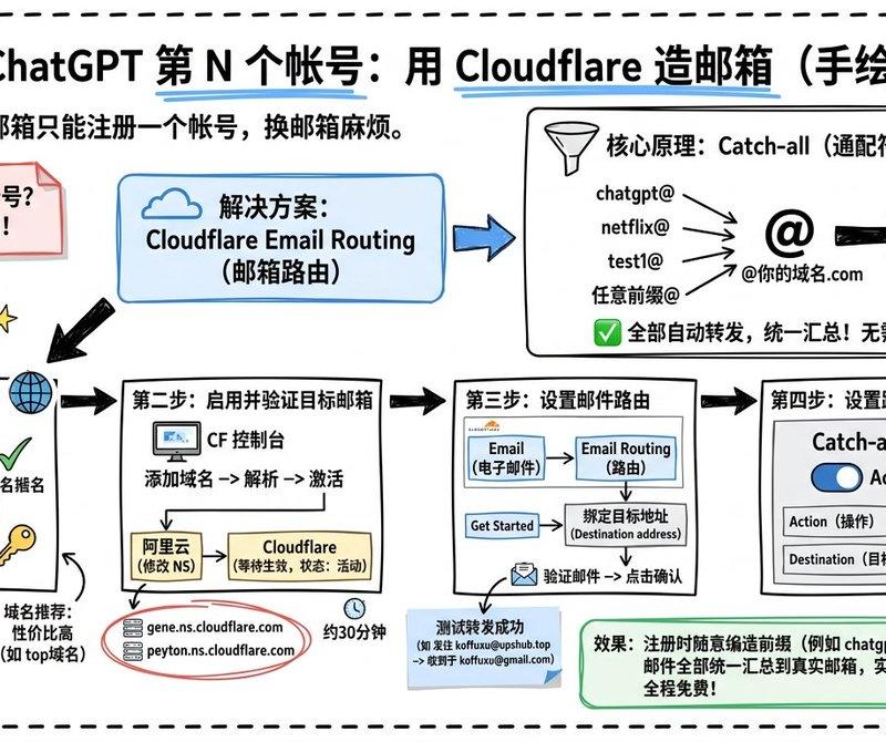 Cloudflare Catch-All 邮件路由信息图