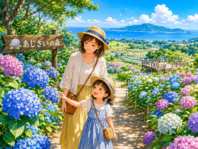 海岸绣球花海漫步