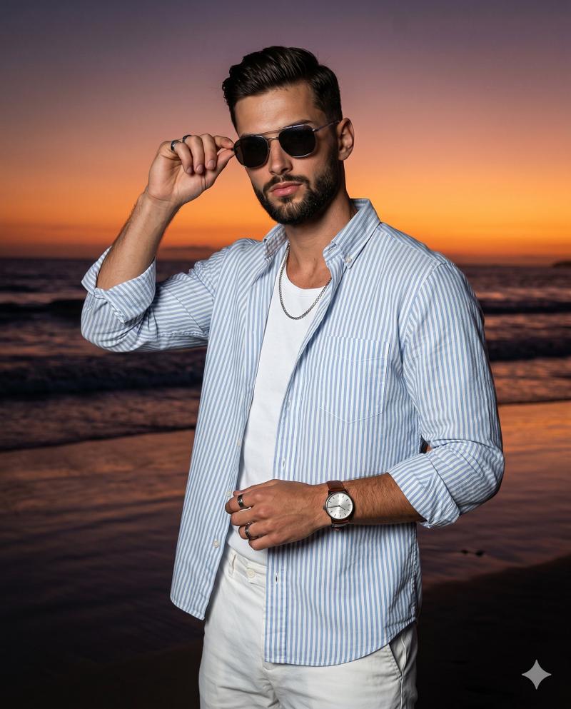 Confident Sunset Beach Portrait