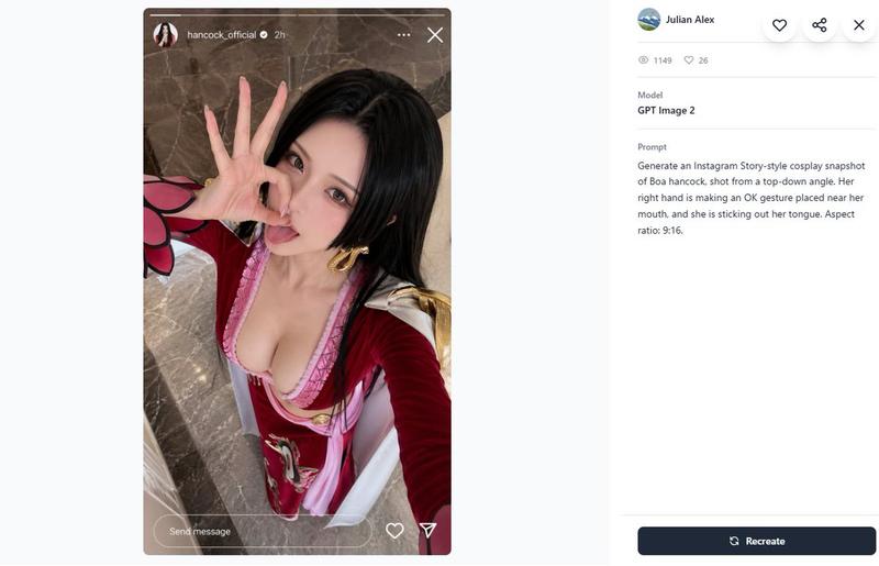 Cosplay 提示词画廊截图