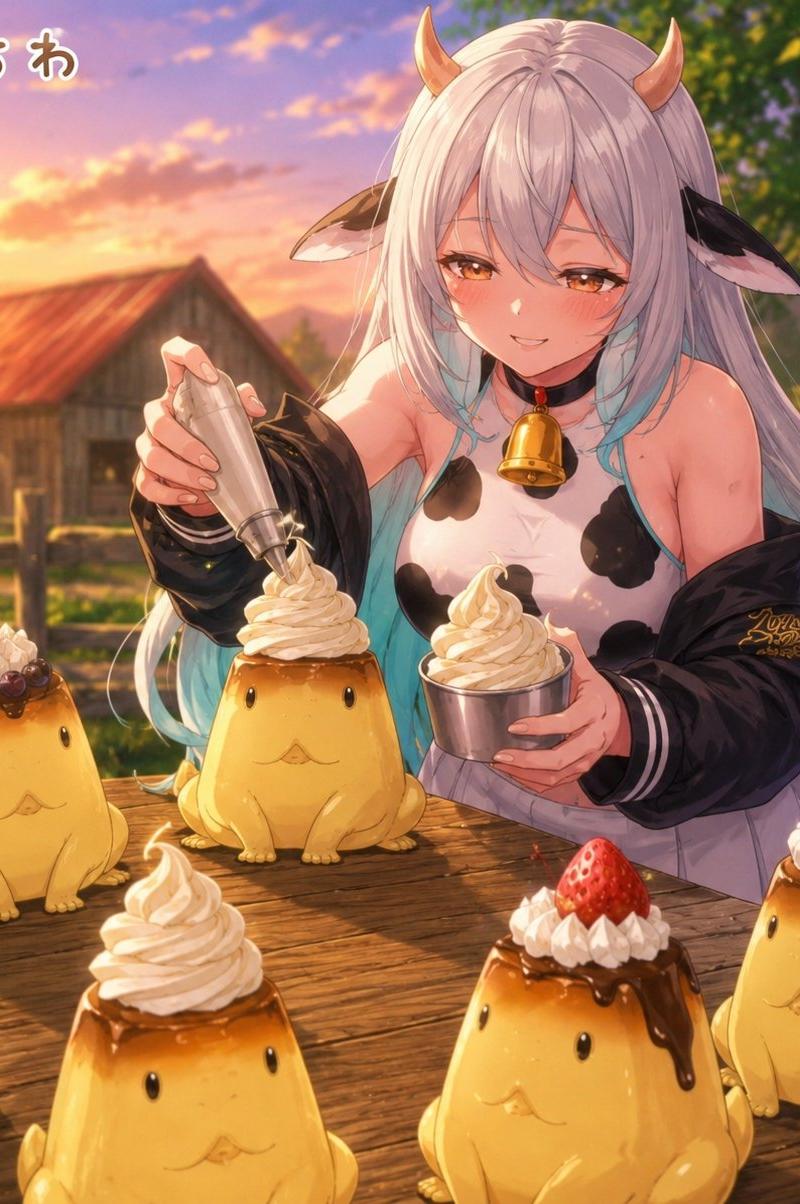 奶牛少女布丁甜点摊