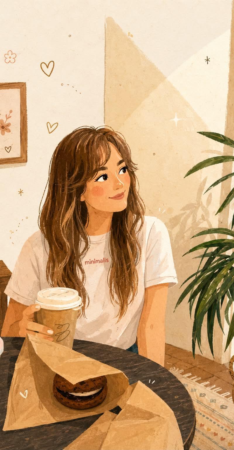 温馨咖啡馆绘本插画