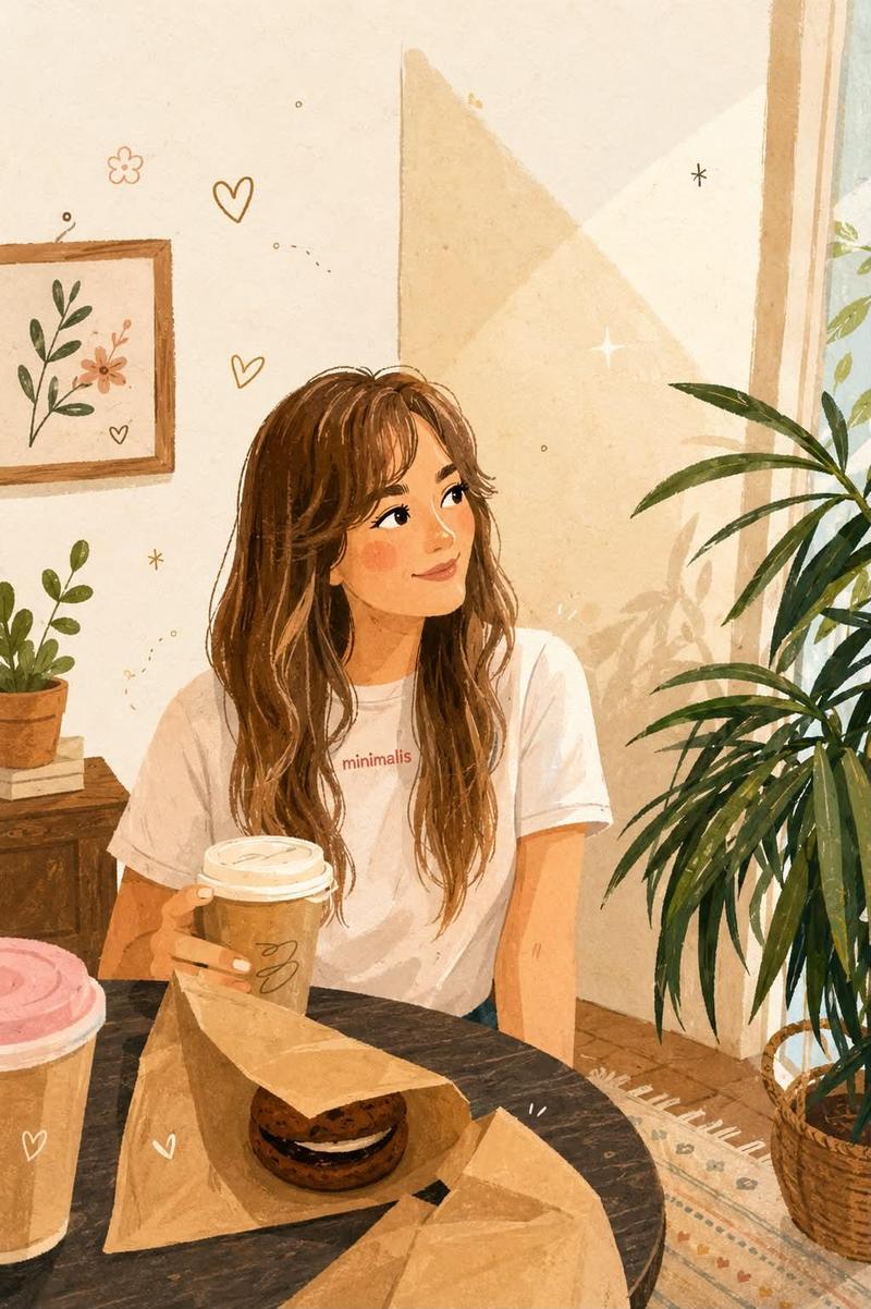 温馨咖啡馆绘本插画