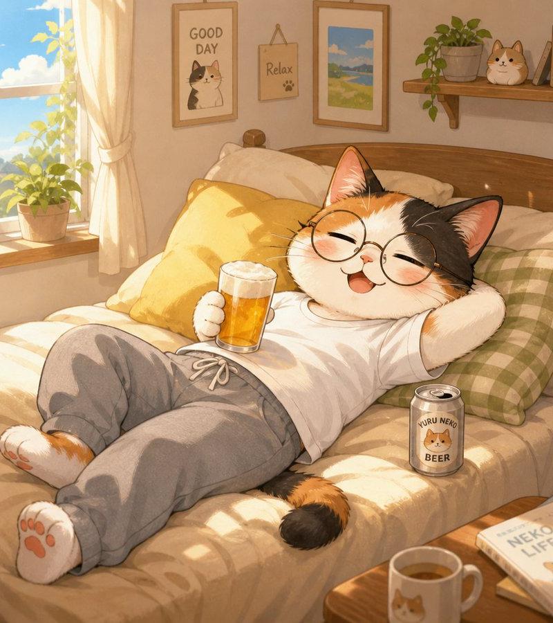 温馨猫咪假日卧室