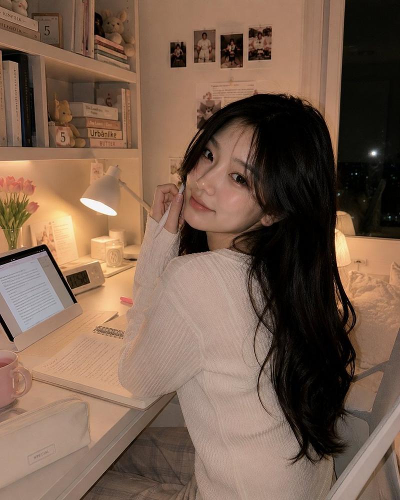 温馨书房夜间肖像