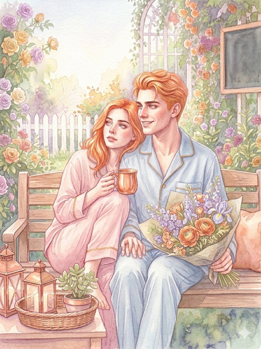 Romantic Garden Watercolor Illustration