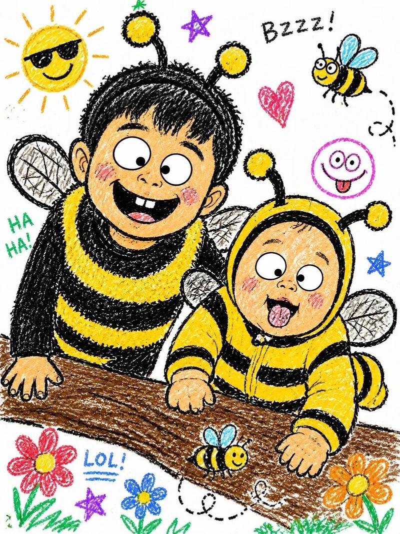 蜡笔风格插画肖像