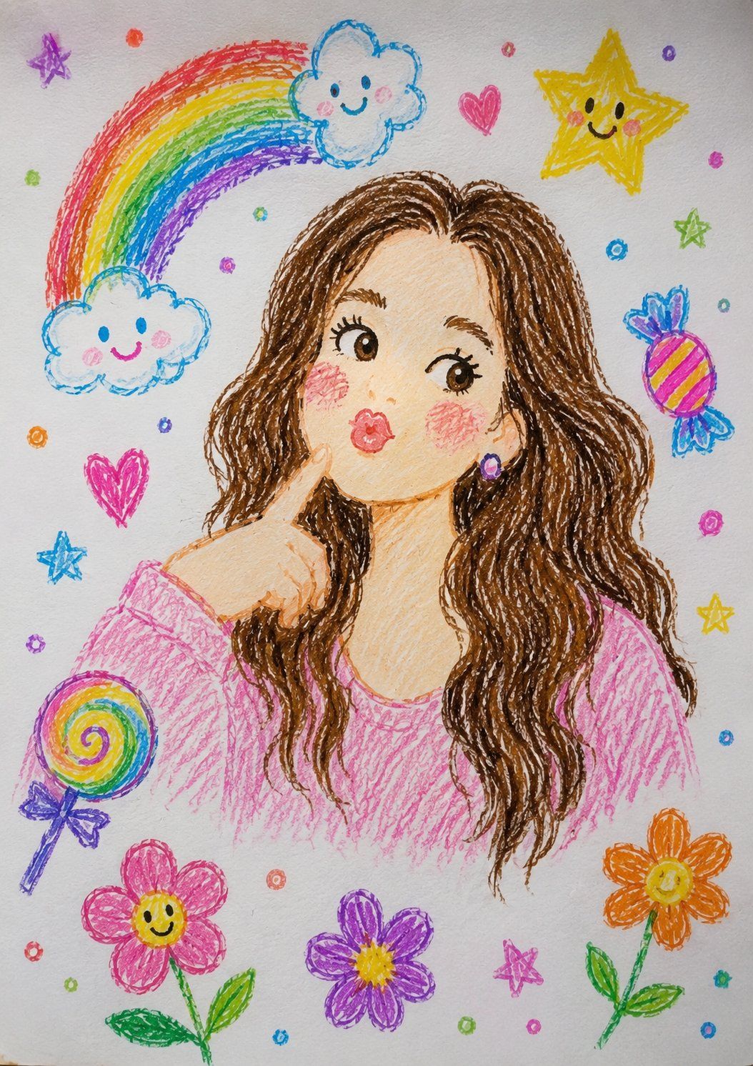 蜡笔画转写实照片
