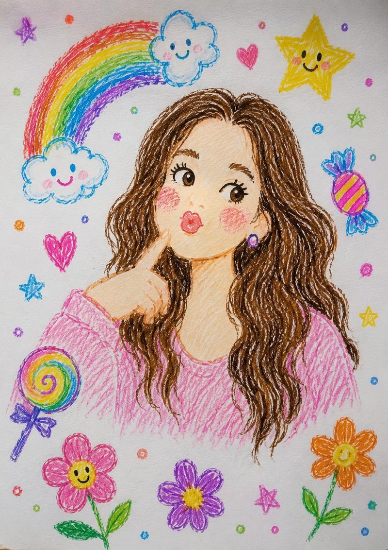 蜡笔画转写实照片