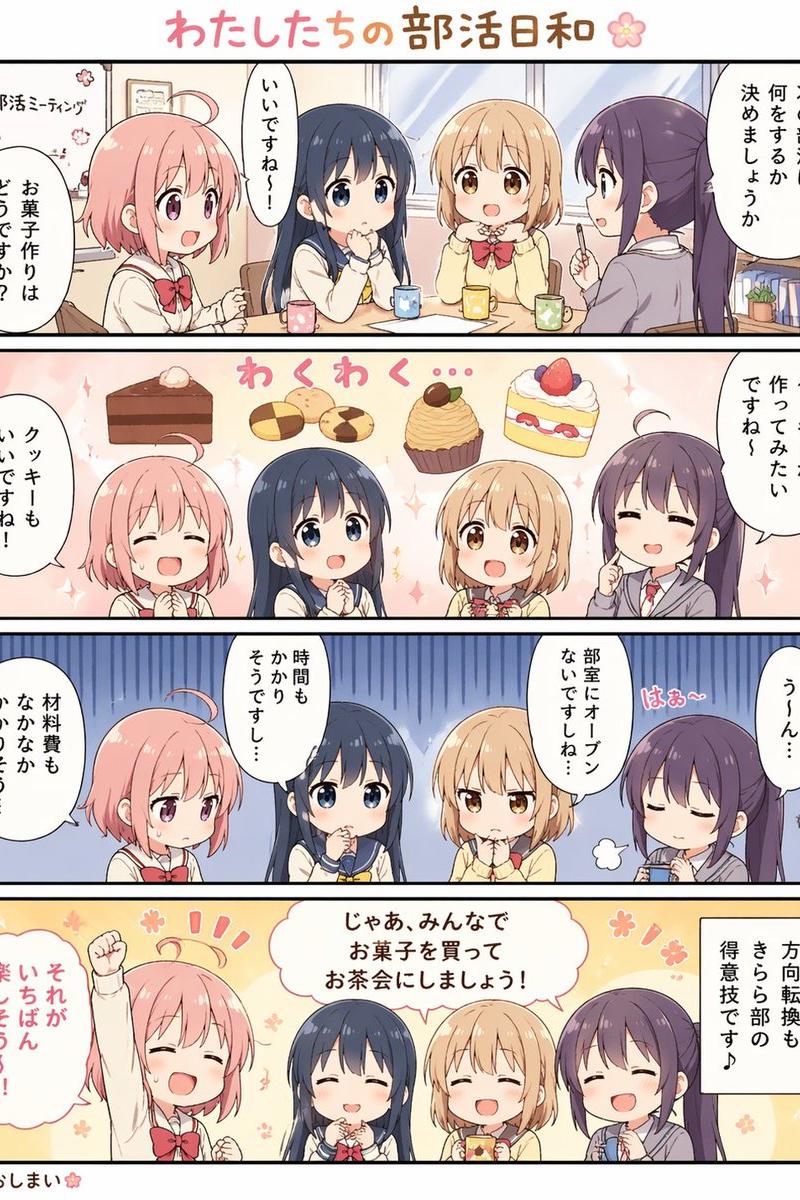 可爱的四格校园社团漫画