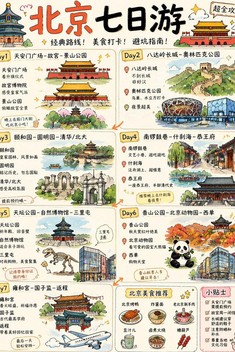 可爱风北京 7 日游旅行攻略海报