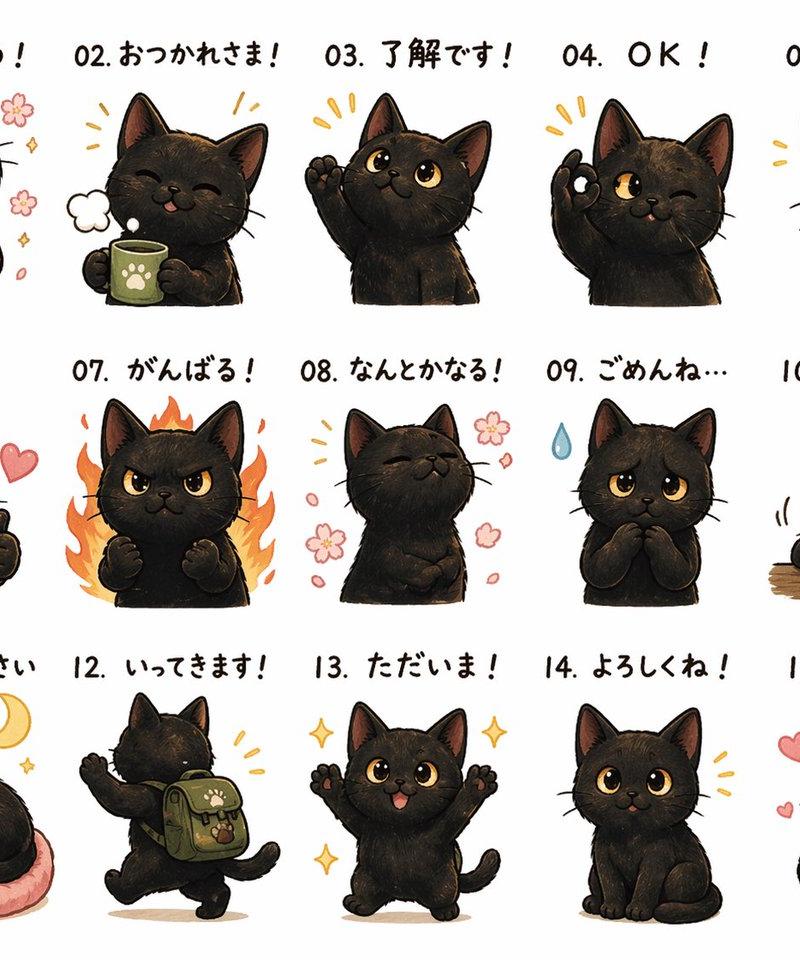 可爱黑猫日文贴纸合集