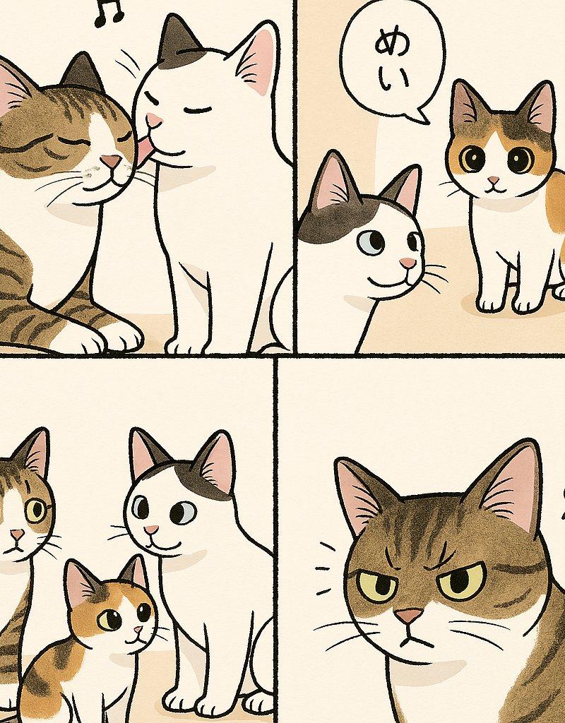 可爱的四格猫咪吃醋漫画