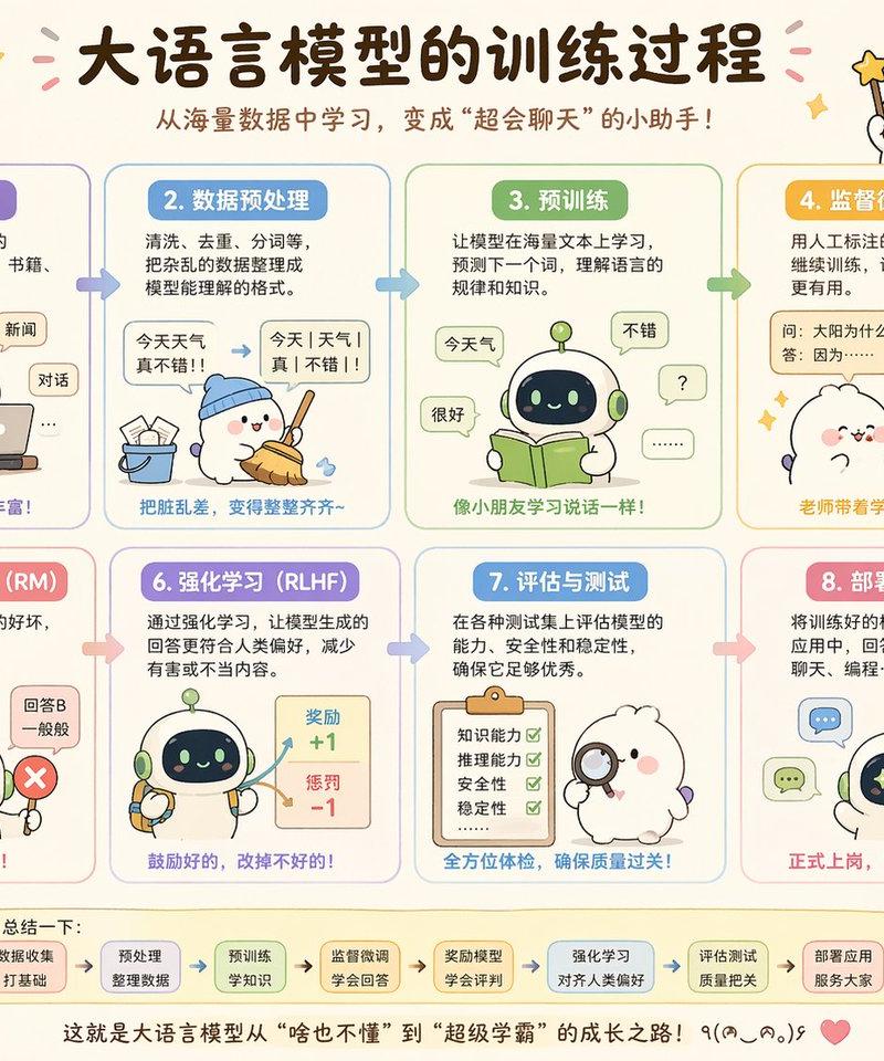 可爱的中文大语言模型训练流程图