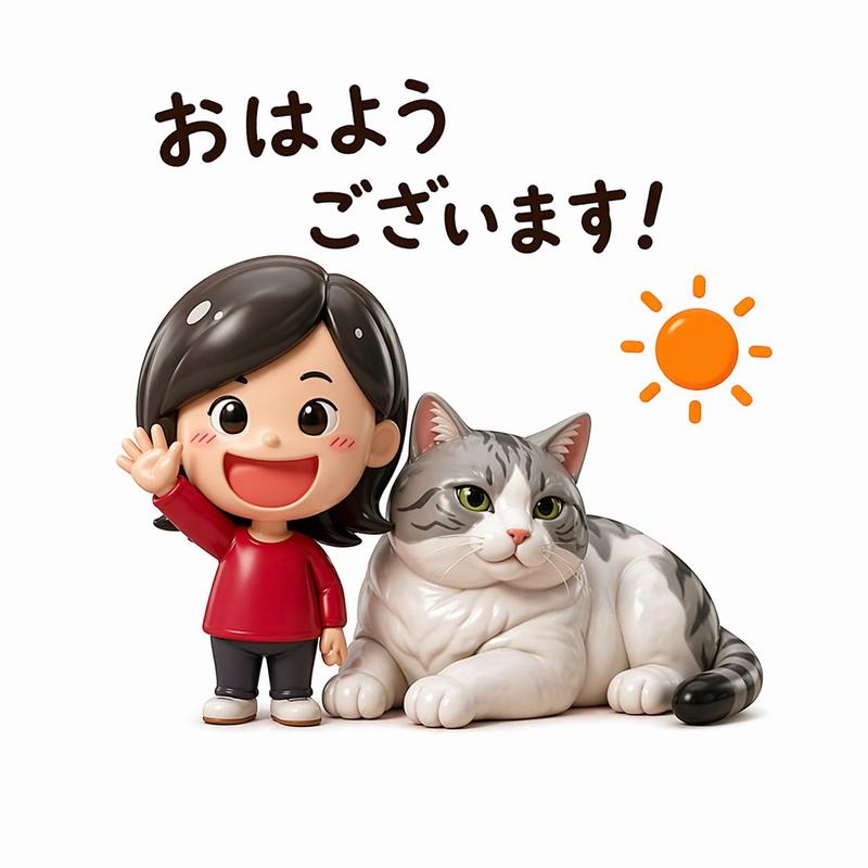 可爱早安问候人偶贴纸
