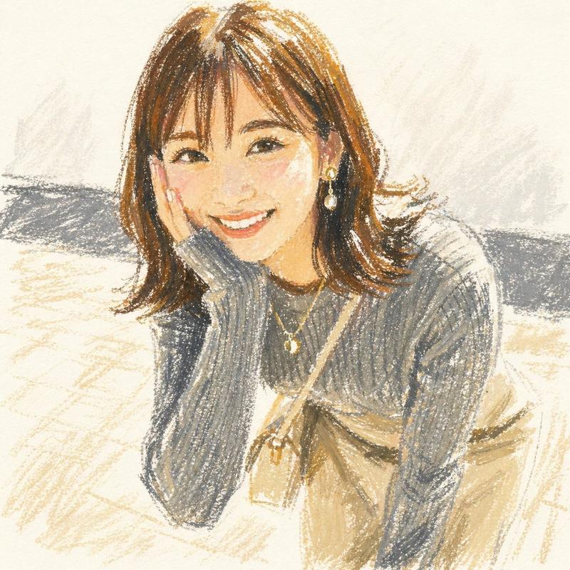可爱的油画棒女性肖像