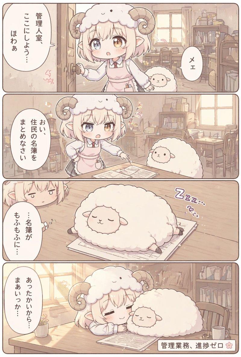 可爱的羊角少女办公室漫画页
