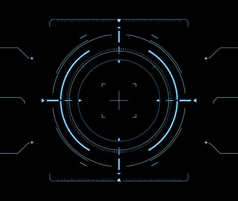 青色科幻 HUD 准星叠加层