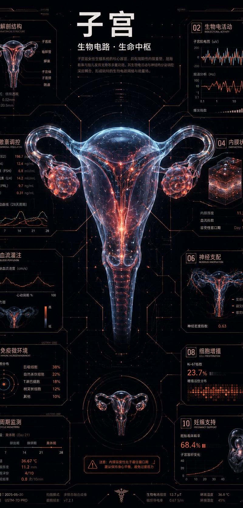 赛博生物发光花卉信息图
