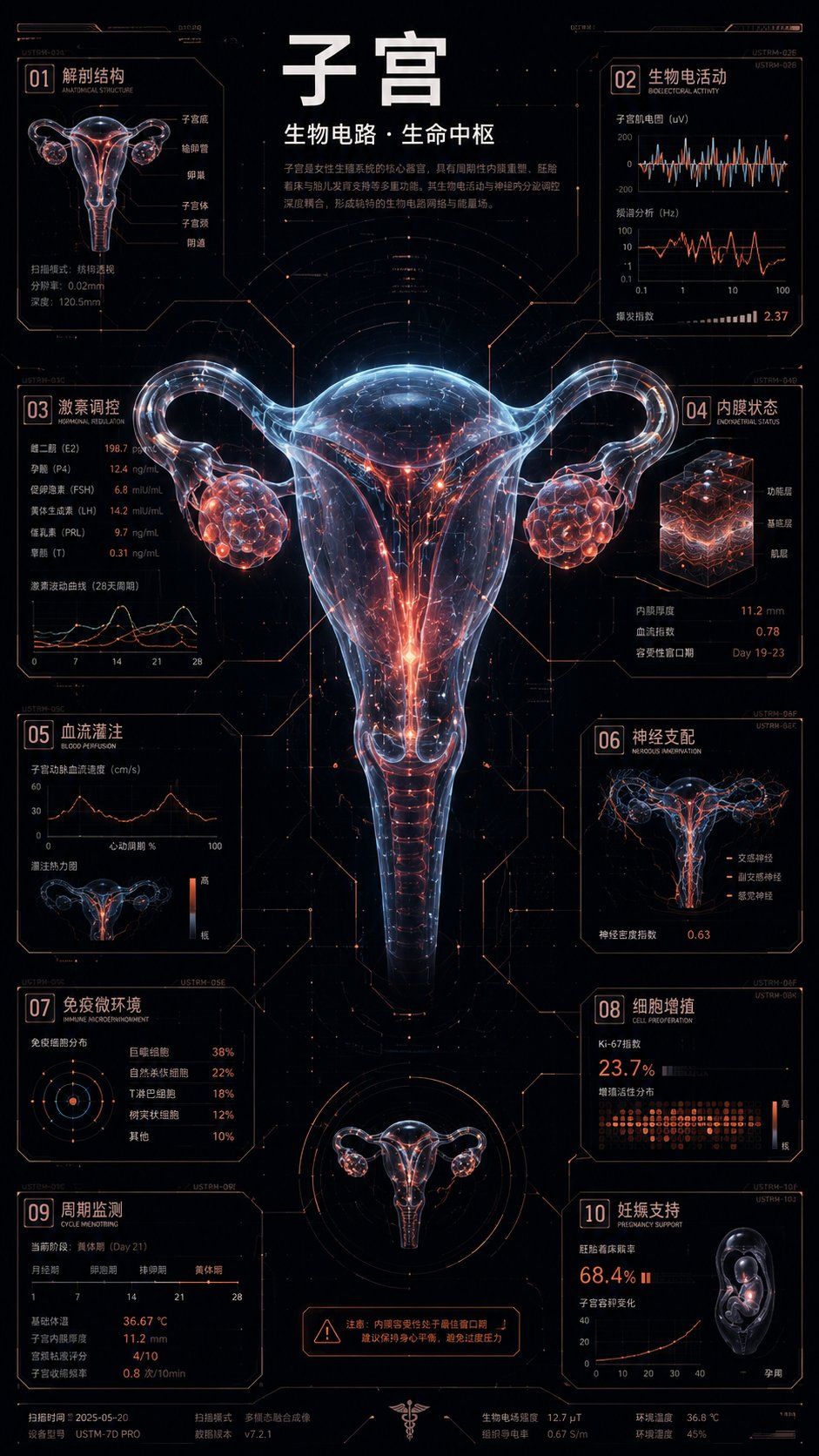 赛博生物发光花卉信息图