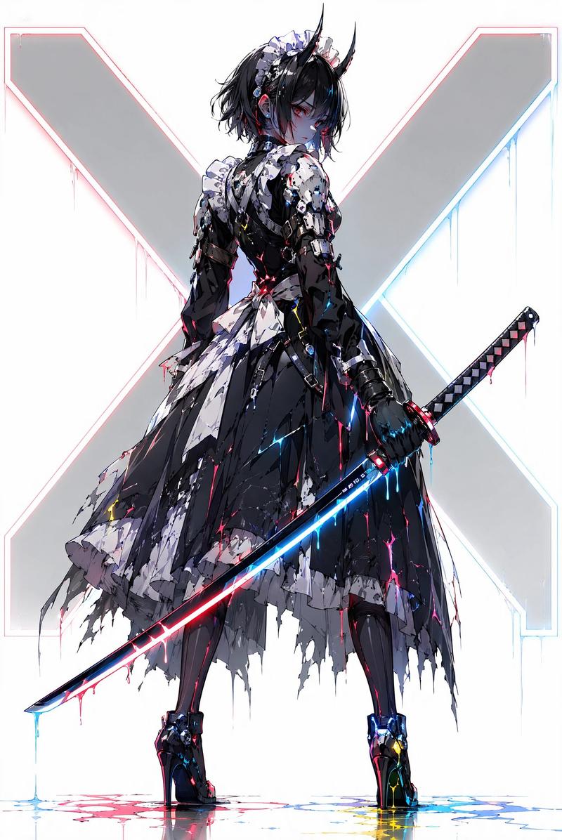 赛博恶魔女仆武士刀