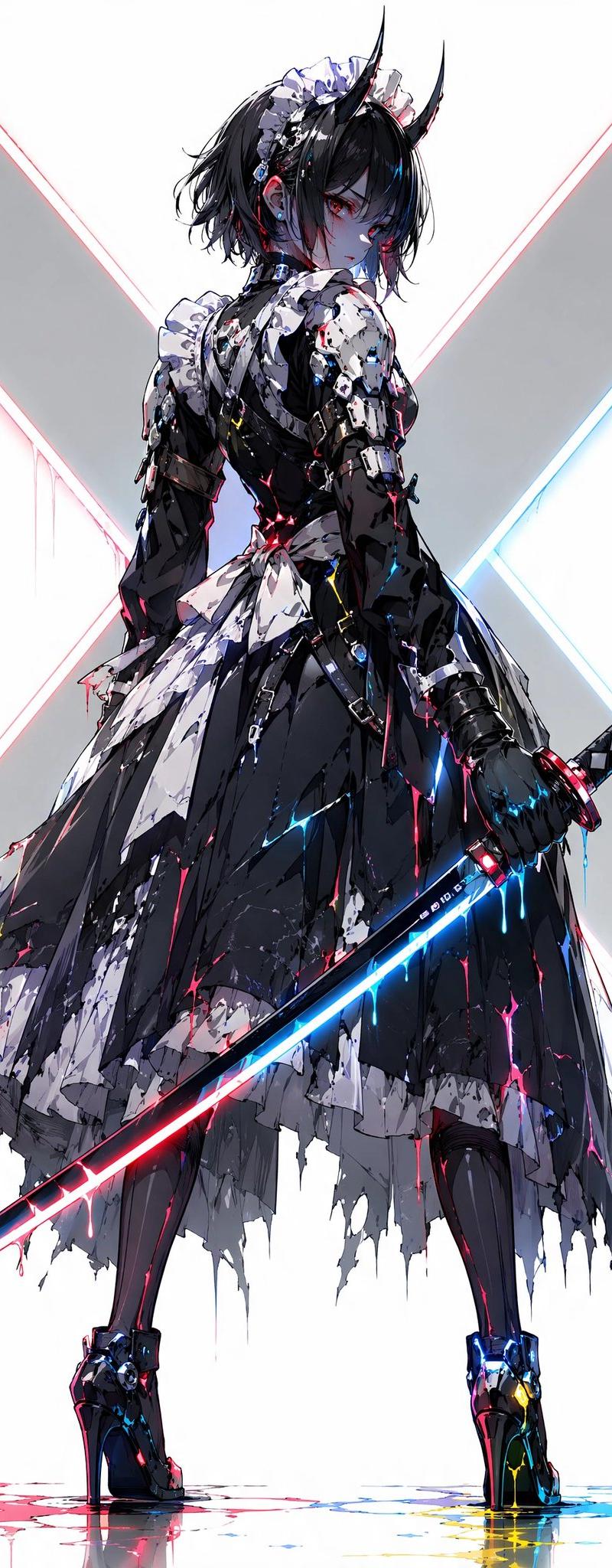 赛博恶魔女仆武士刀