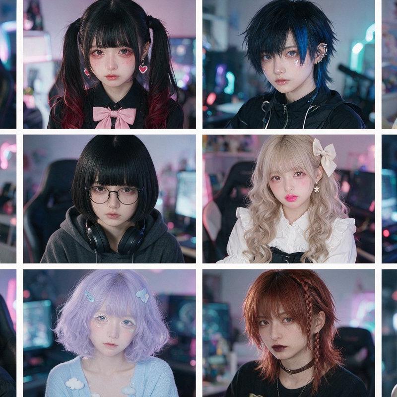 Cyber-Kawaii 网红肖像网格