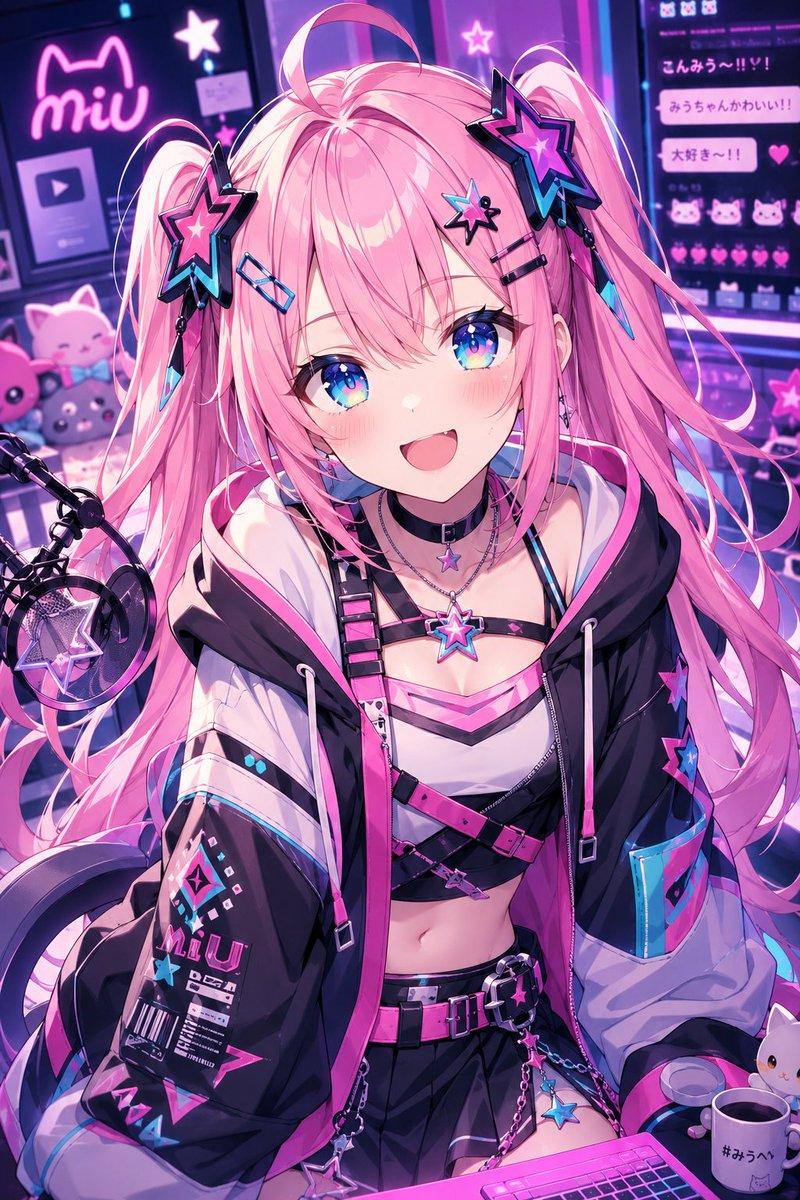 霓虹赛博可爱风 VTuber 肖像