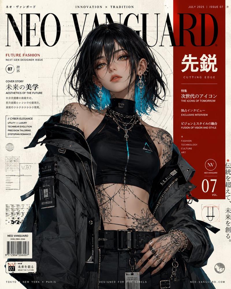 赛博朋克动漫时尚杂志封面