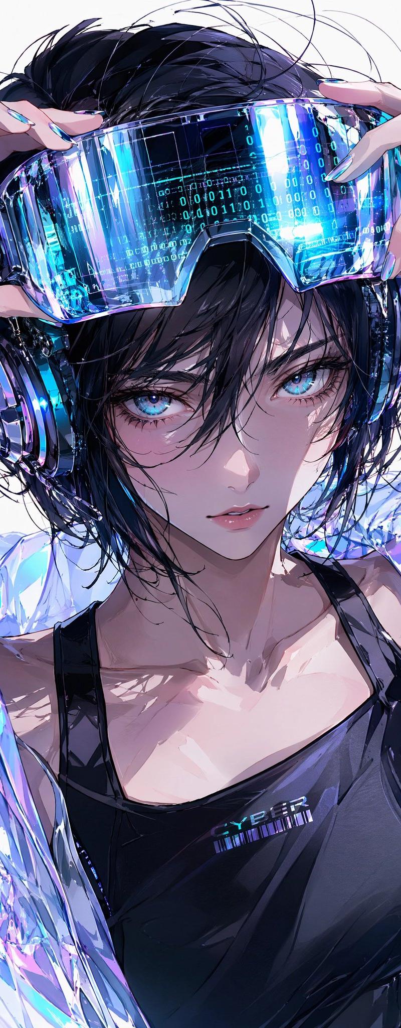 赛博朋克动漫 AR 眼镜肖像